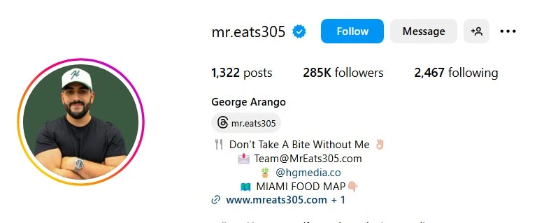Biggest & famous miami food influencer male