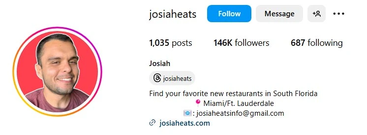 Famous male food influencer in miami