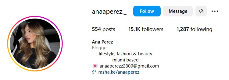 Miami based Beauty Influencers Instagram Model
