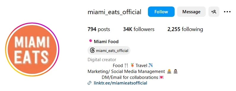 Miami based popular food influencer