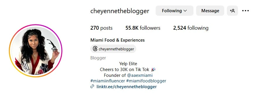 miami food blogger & influencer instagram